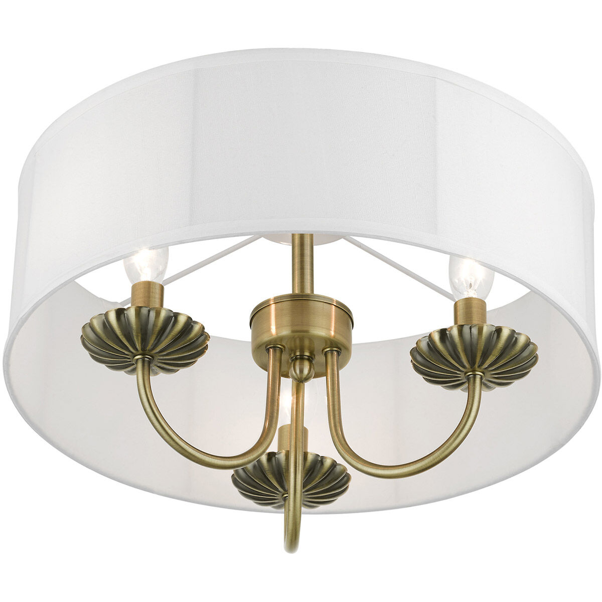 Brookdale 3 Light 16 inch Antique Brass Semi-Flush Mount Ceiling Light