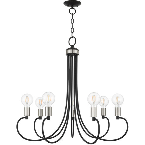 Bari 7 Light 30 inch Black with Brushed Nickel Accents Chandelier Ceiling Light