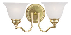 Essex 2 Light 15 inch Polished Brass Bath Vanity Wall Light