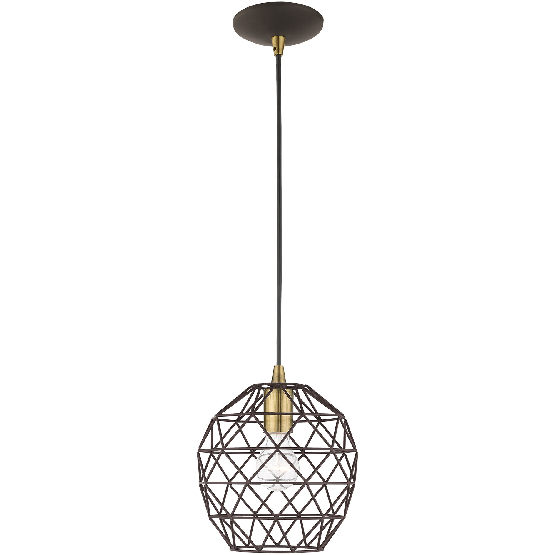 Geometric 1 Light 8 inch Bronze Mini Pendant Ceiling Light