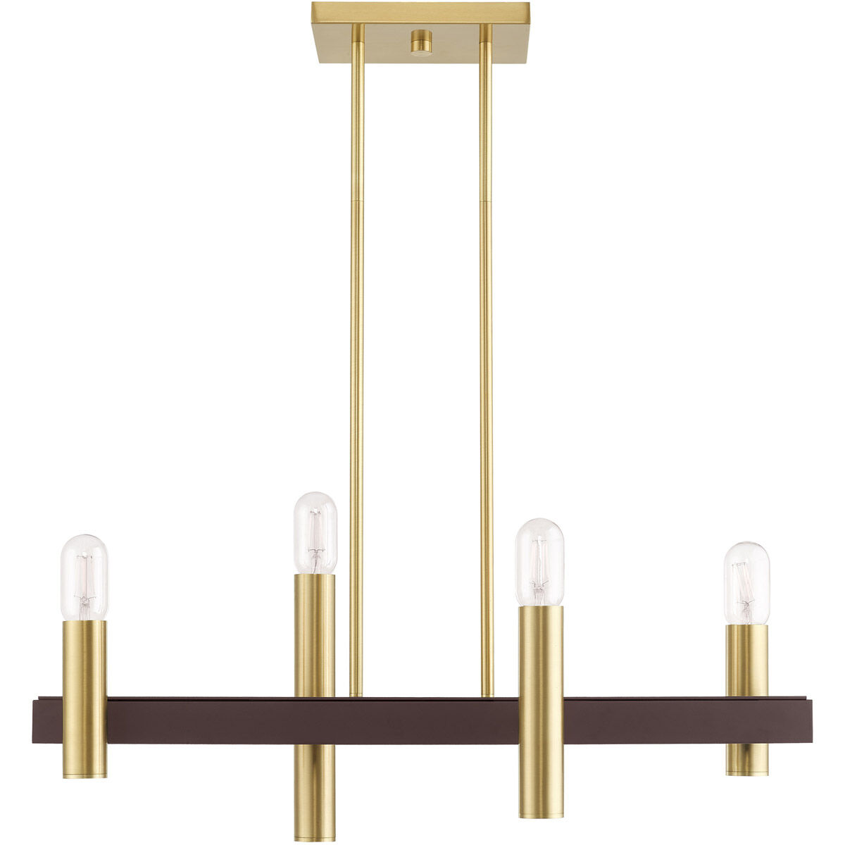Helsinki 4 Light 8.25 inch Satin Brass with Bronze Accents Chandelier Ceiling Light