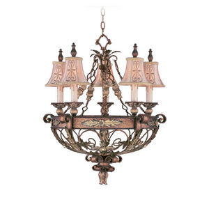 Pomplano 5 Light 26 inch Palacial Bronze with Gilded Accents Chandelier Ceiling Light