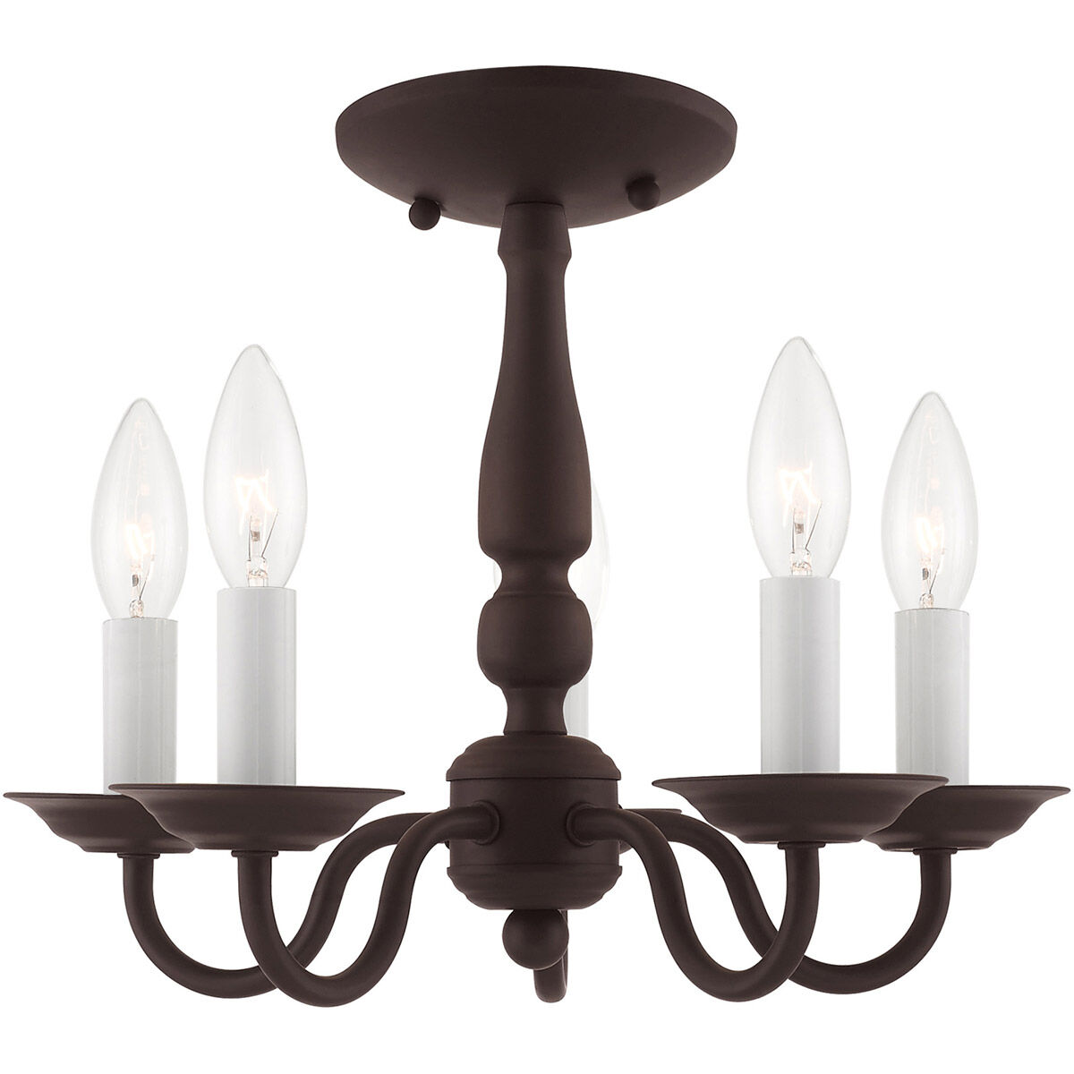 Williamsburgh 5 Light 13 inch Bronze Convertible Mini Chandelier/Ceiling Mount Ceiling Light