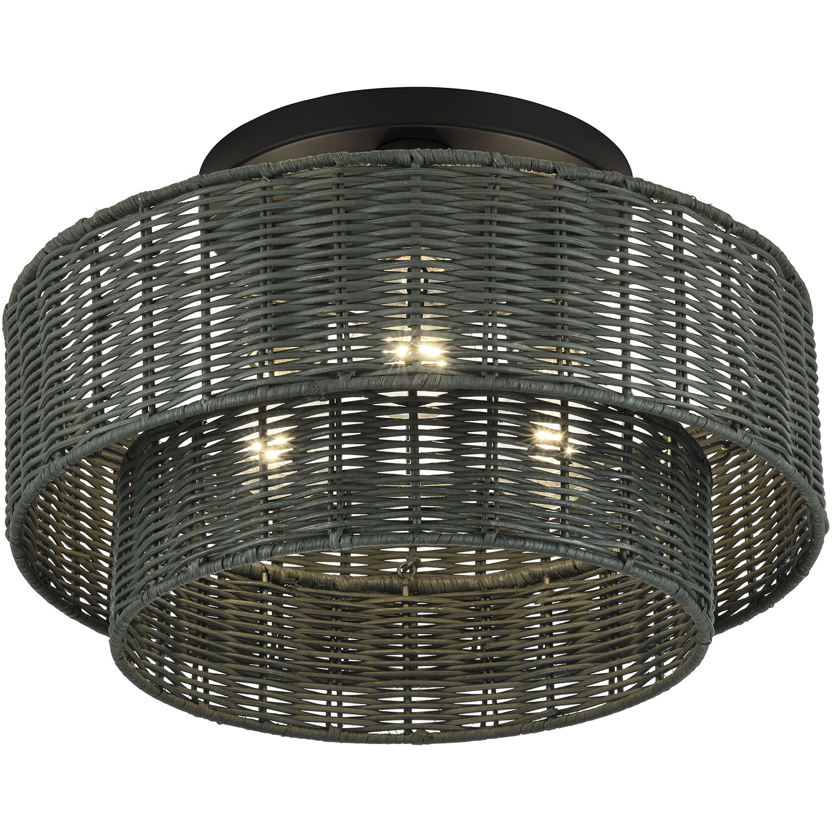 Weavington 3 Light 15 inch Black Semi Flush Mount Ceiling Light, Large