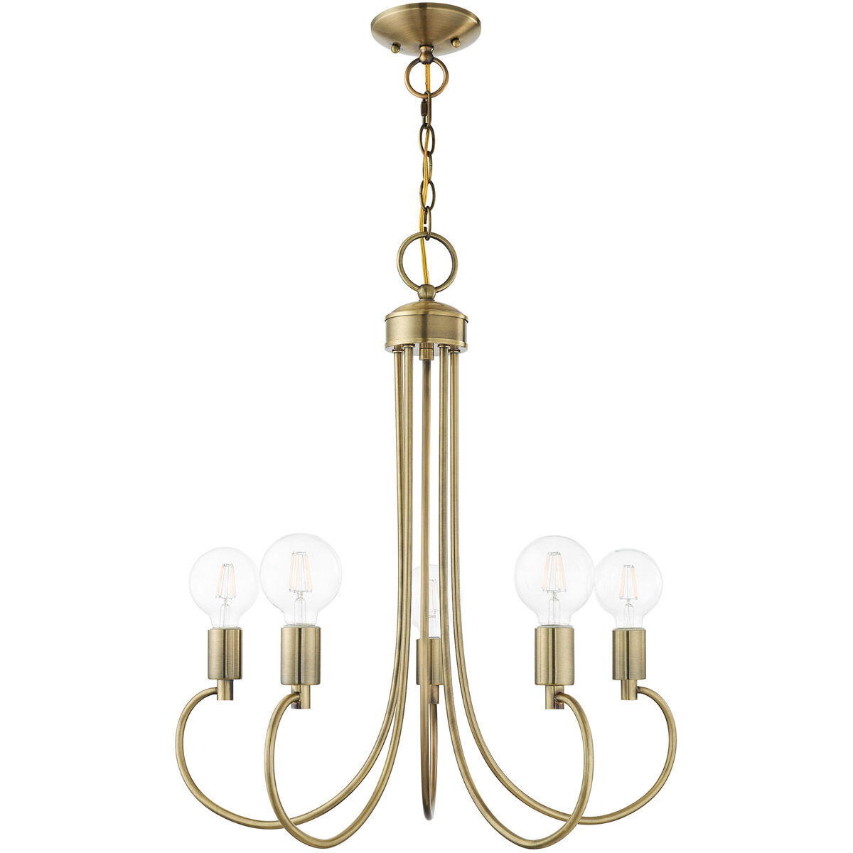 Bari 5 Light 25 inch Antique Brass Chandelier Ceiling Light