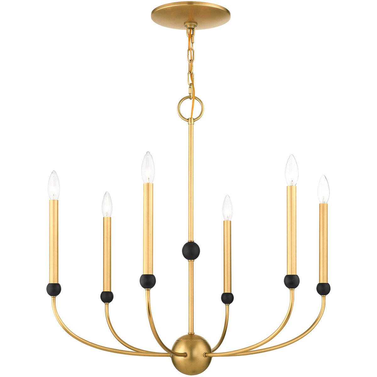 Cortlandt 6 Light 28 inch Natural Brass with Bronze Accents Chandelier Ceiling Light