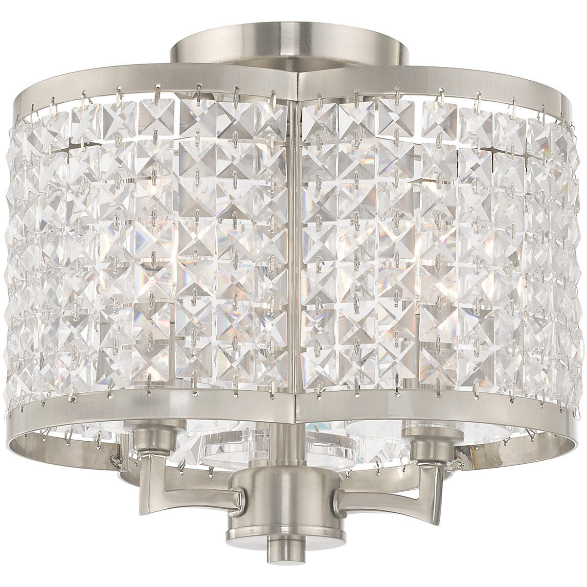 Grammercy 3 Light 12 inch Brushed Nickel Semi-Flush Mount Ceiling Light