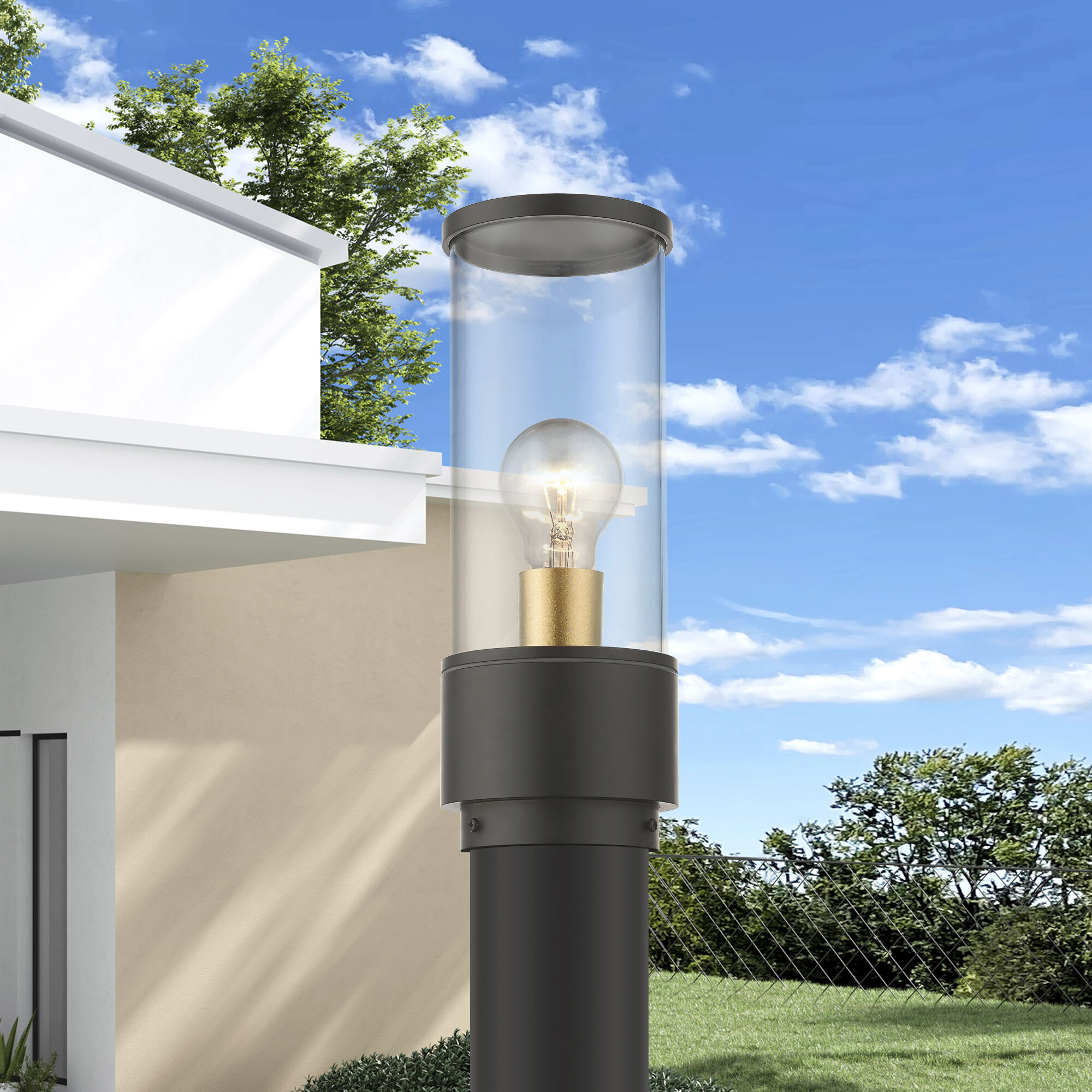 Atlantic 1 Light 11.5 inch Bronze with Antique Gold Finish Accents Outdoor Medium Post Top Lantern