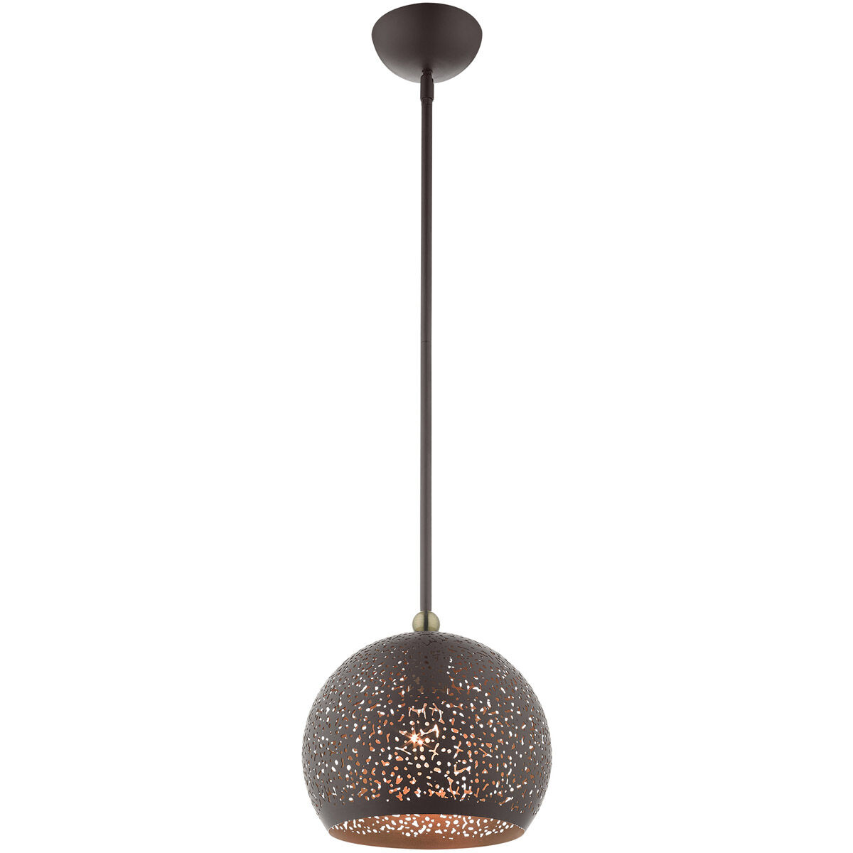 Charlton 1 Light 10 inch Bronze with Antique Brass Accents Pendant Ceiling Light