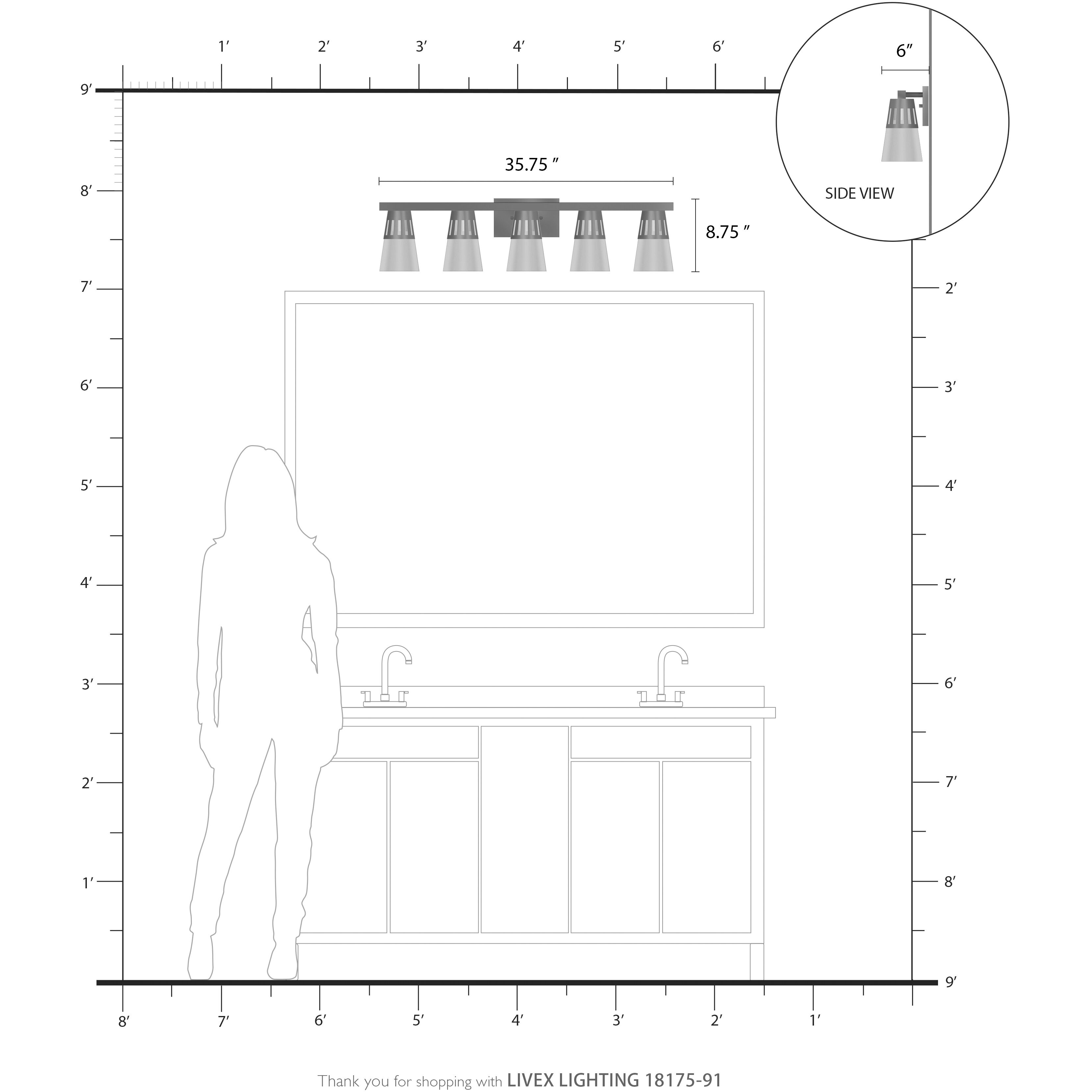 Bennington 5 Light 35.75 inch Brushed Nickel Large Vanity Sconce Wall Light