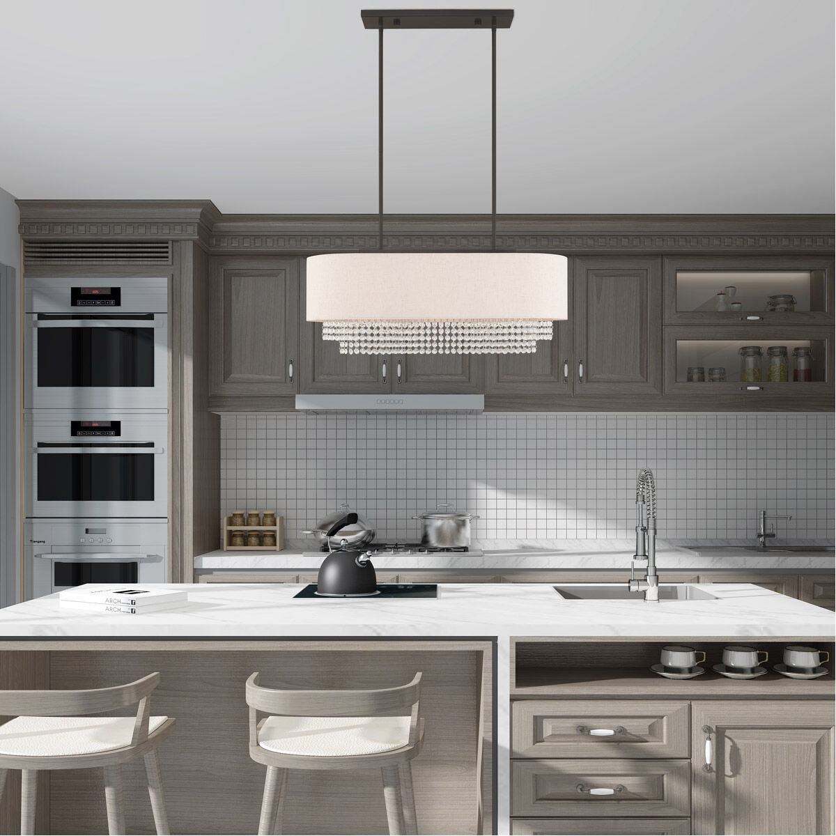 Carlisle 3 Light 31 inch English Bronze Linear Chandelier Ceiling Light