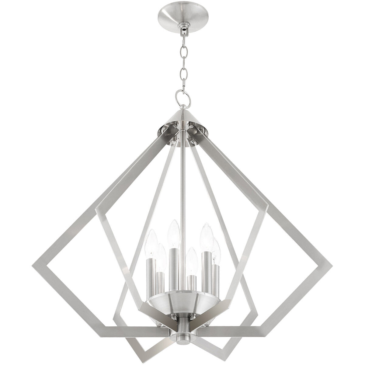 Prism 6 Light 26 inch Brushed Nickel Chandelier Ceiling Light