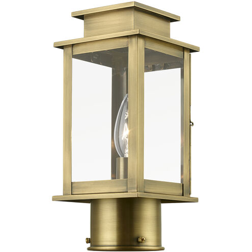 Princeton 1 Light 11 inch Antique Brass Outdoor Mini Post Top Lantern