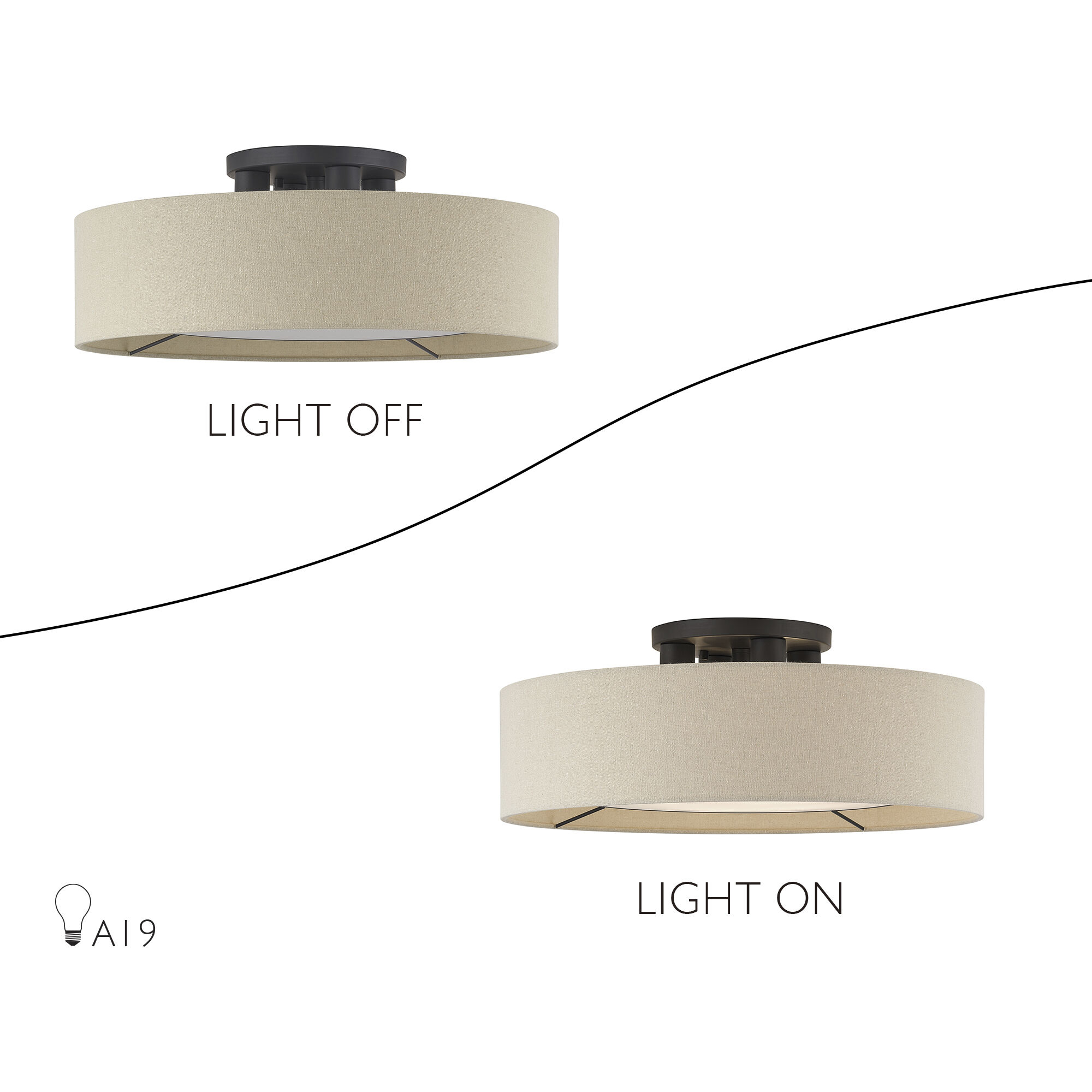 Ellsworth 4 Light 21 inch Bronze Semi Flush Mount Ceiling Light, Large