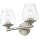 Willow 2 Light 15 inch Brushed Nickel Vanity Sconce Wall Light