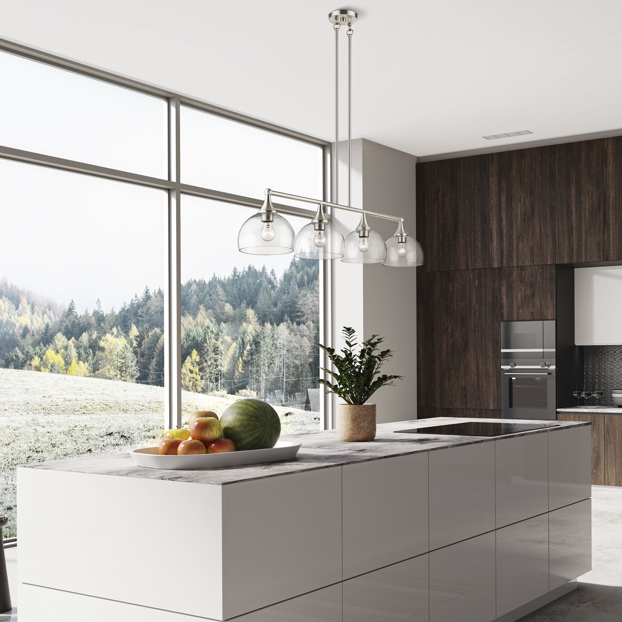 Glendon 4 Light 8.25 inch Brushed Nickel Large Linear Chandelier Ceiling Light