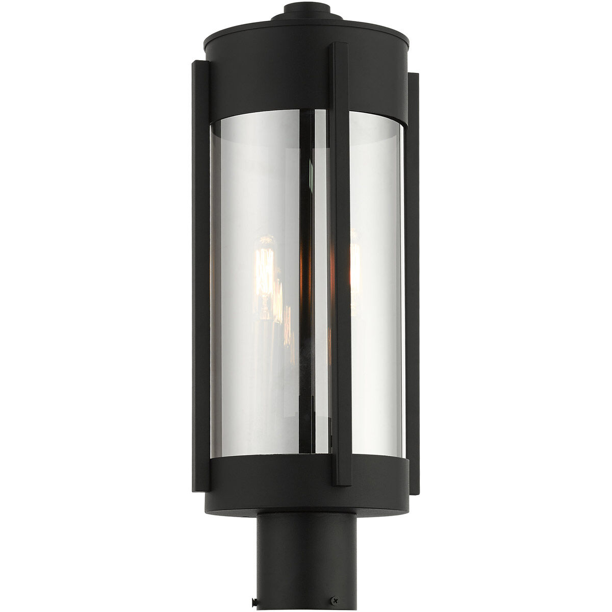 Sheridan 2 Light 19 inch Black with Brushed Nickel Candles Outdoor Post Top Lantern