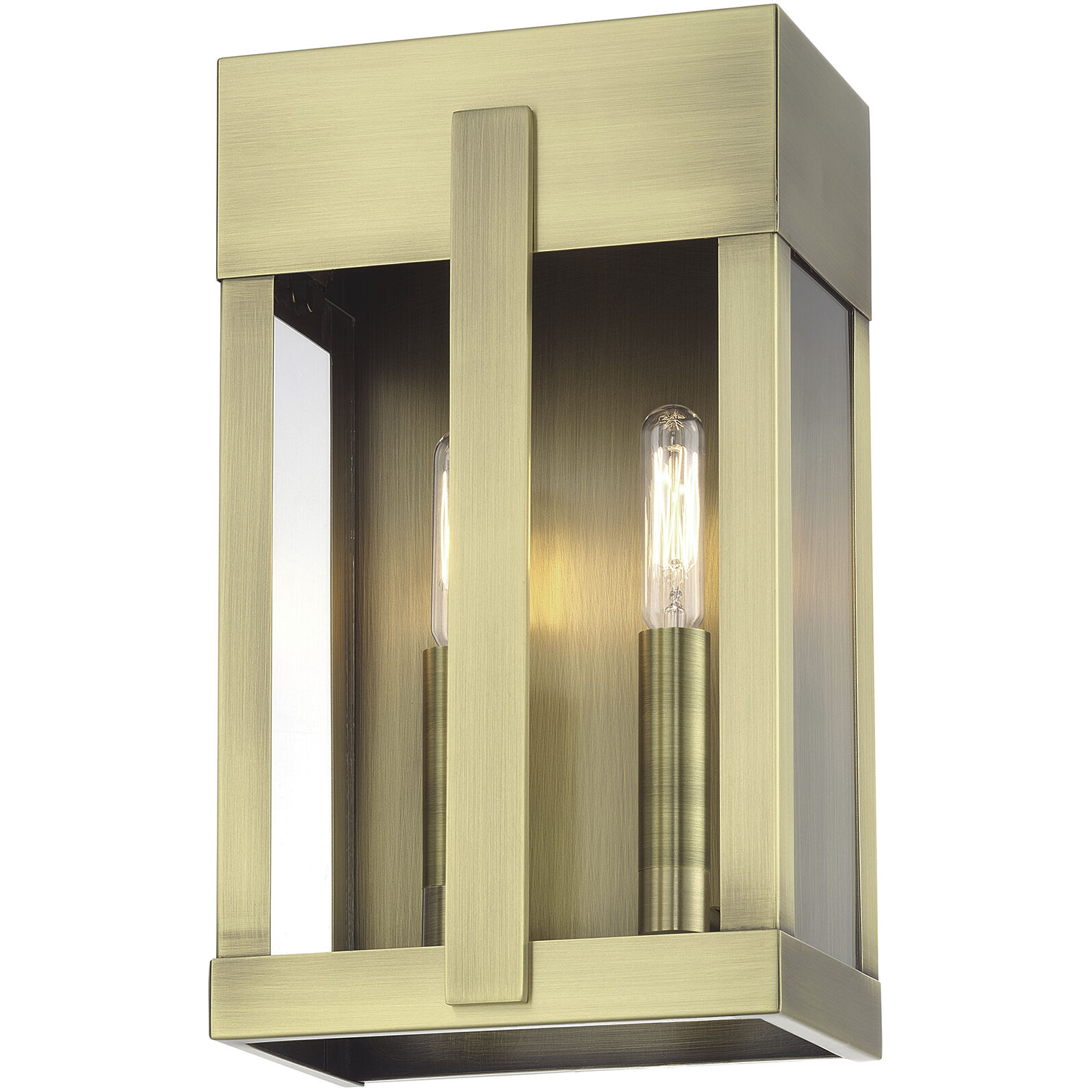 Berksford 2 Light 12 inch Antique Brass Outdoor Wall Lantern