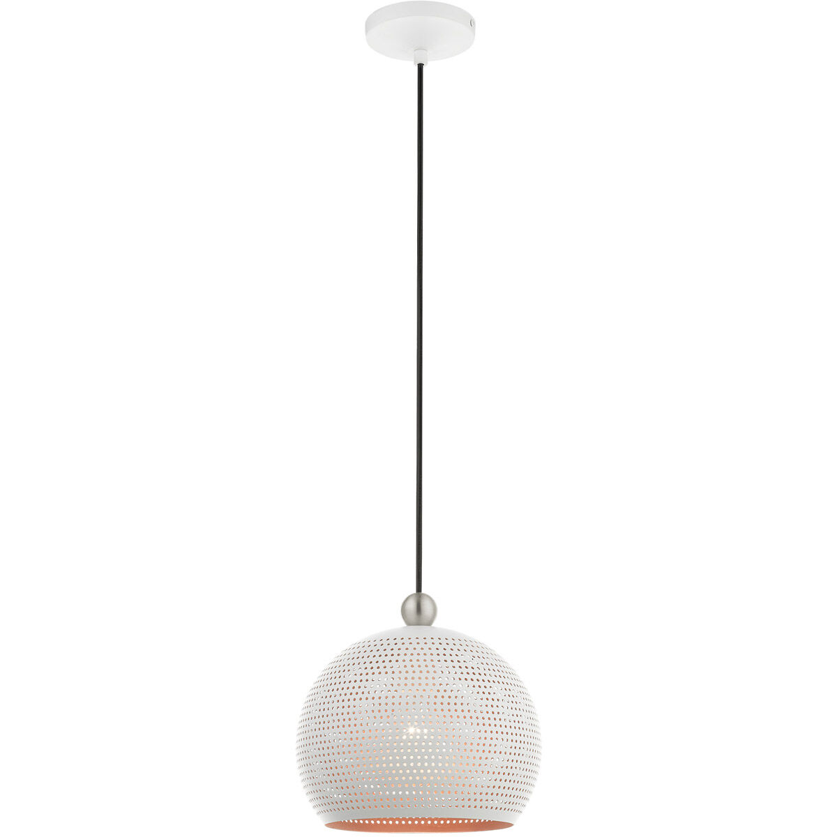 Dublin 1 Light 10 inch White with Brushed Nickel Accents Pendant Ceiling Light