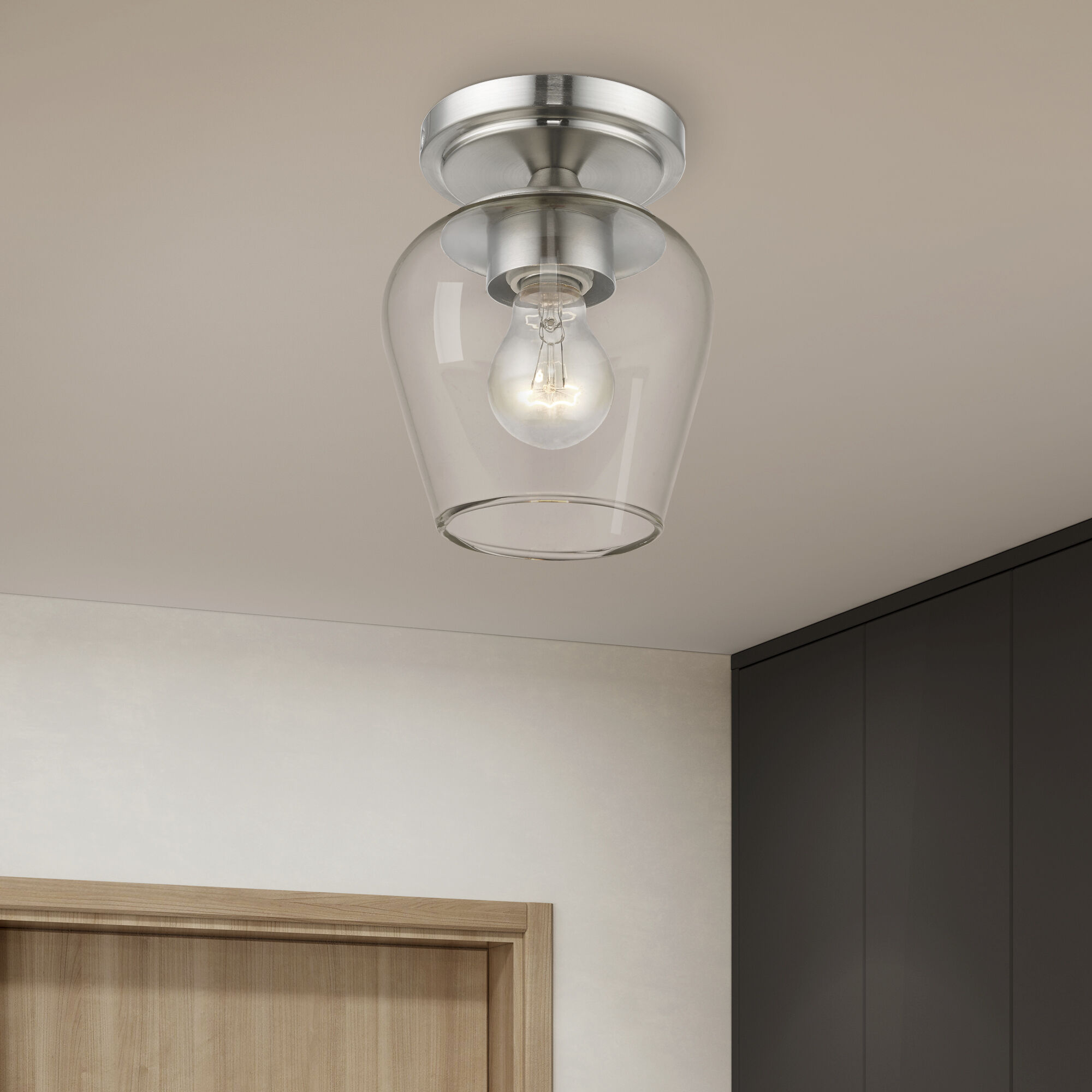 Willow 1 Light 6 inch Brushed Nickel Flush Mount Ceiling Light