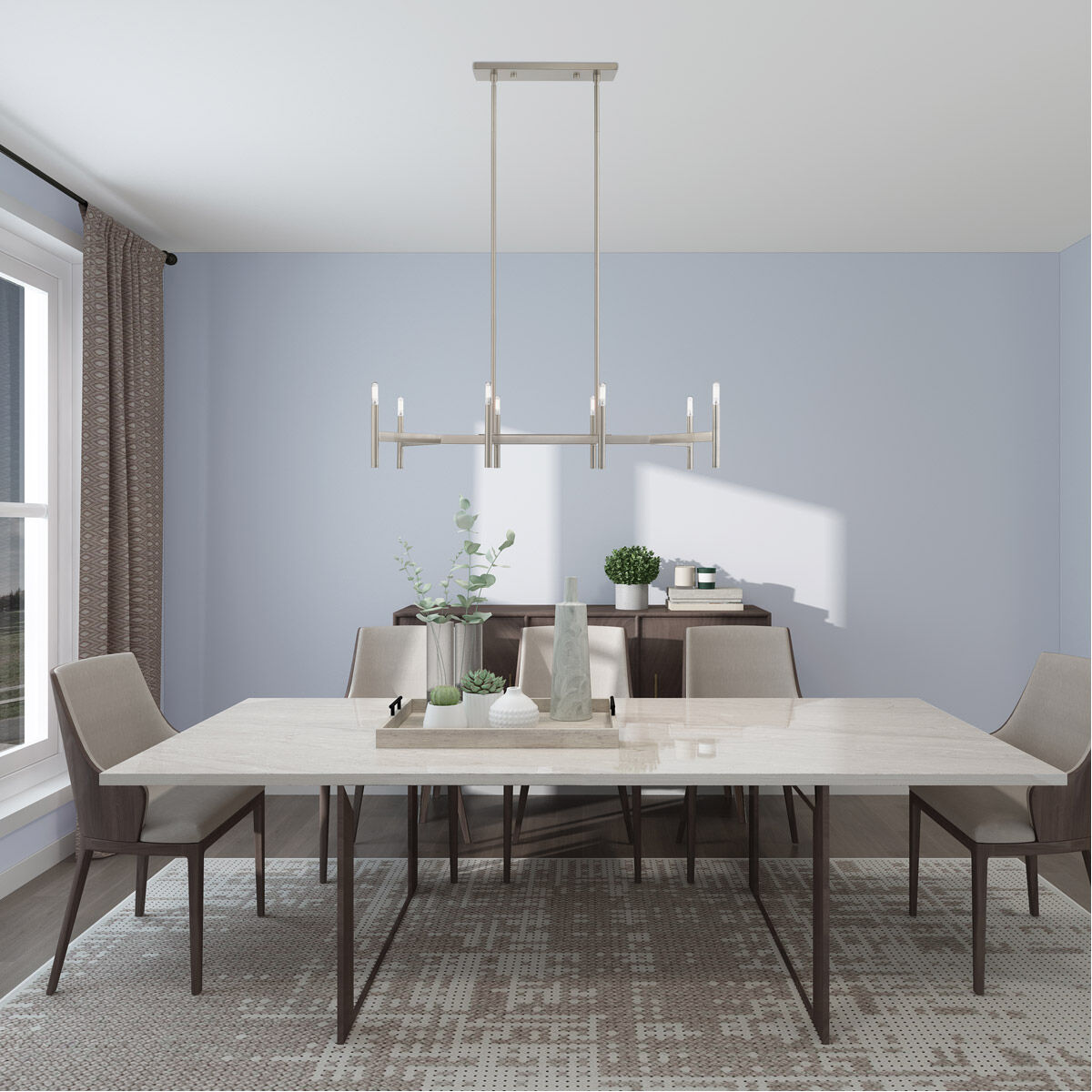 Copenhagen 8 Light 40 inch Brushed Nickel Linear Chandelier Ceiling Light 