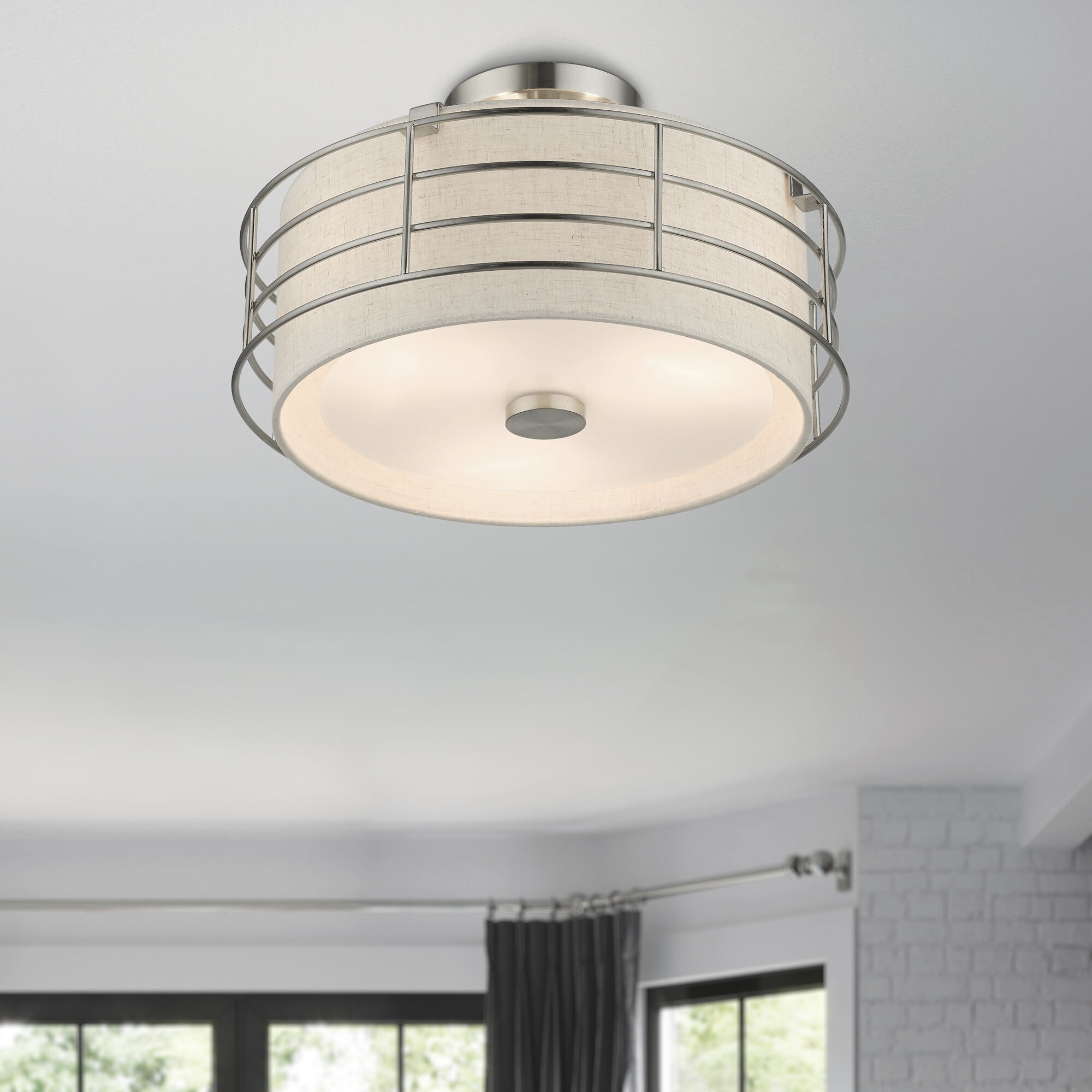 Blanchard 3 Light 15 inch Brushed Nickel Semi Flush Mount Ceiling Light, Large
