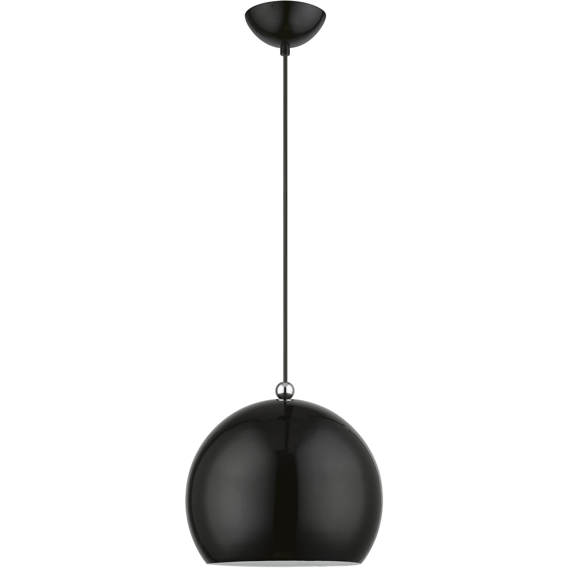 Stockton 1 Light 12 inch Shiny Black with Polished Chrome Accents Pendant Ceiling Light, Globe