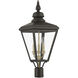 Adams 3 Light 26.75 inch Bronze with Antique Brass Finish Cluster Outdoor Large Post Top Lantern