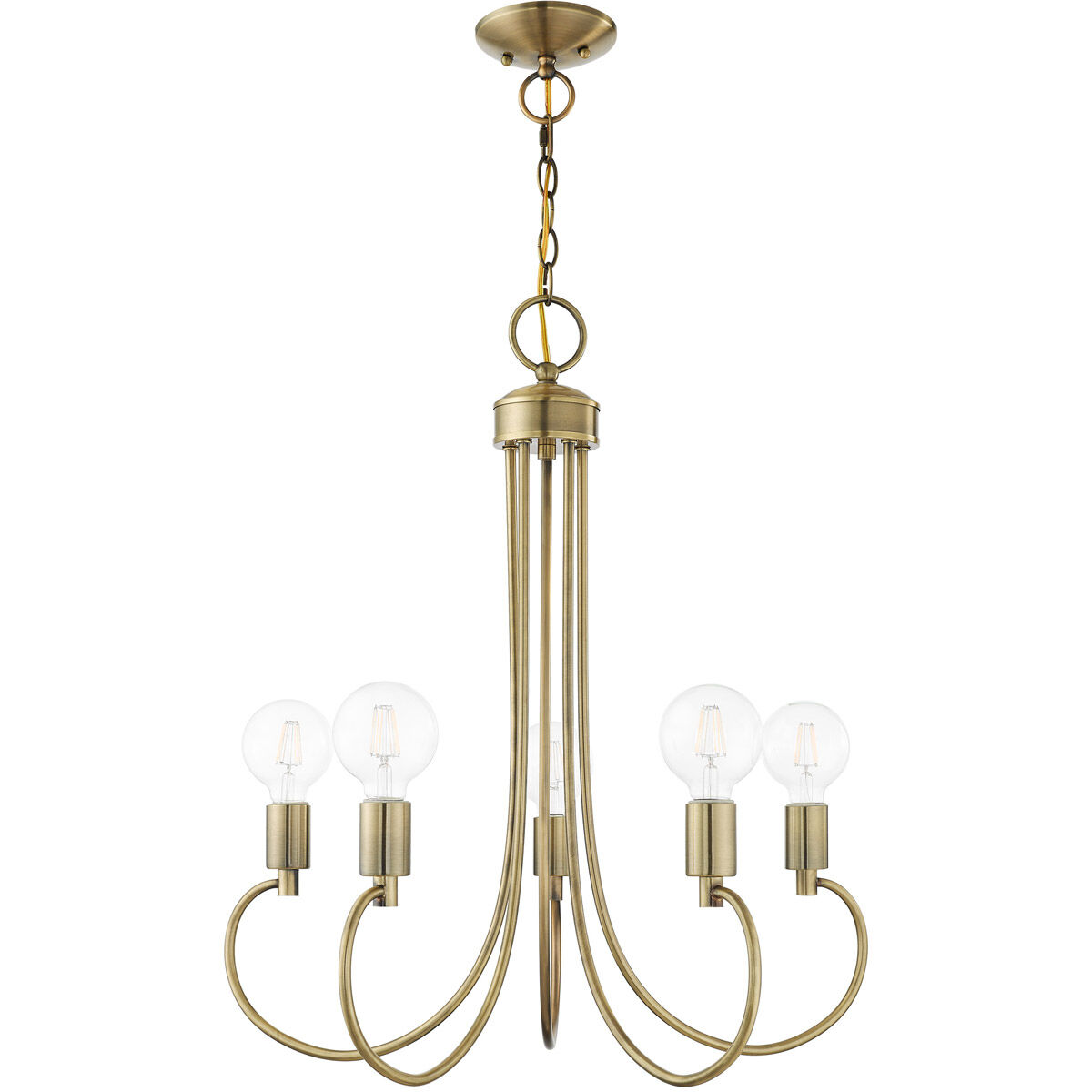 Bari 5 Light 25 inch Antique Brass Chandelier Ceiling Light