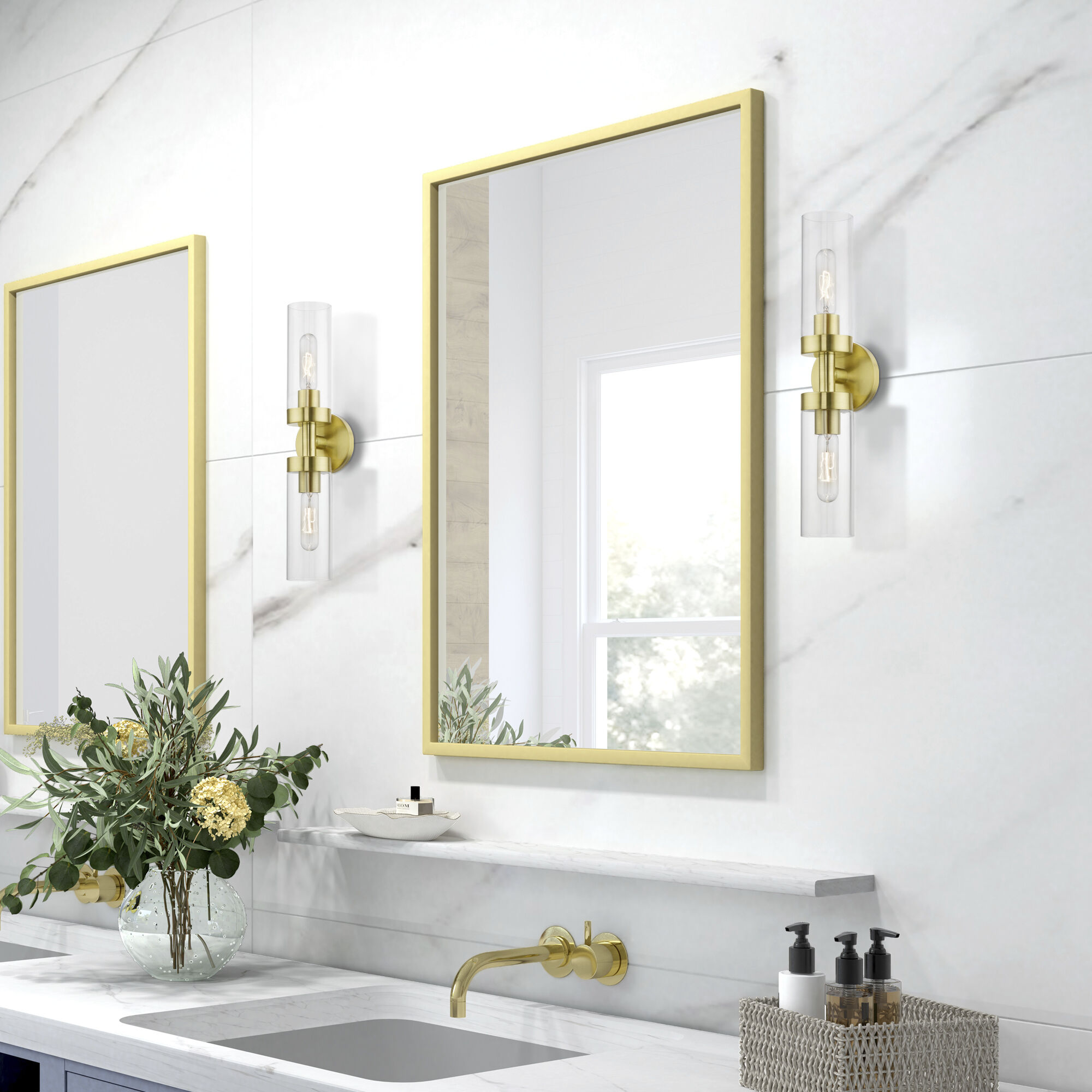 Ludlow 2 Light 4.25 inch Satin Brass Vanity Sconce Wall Light