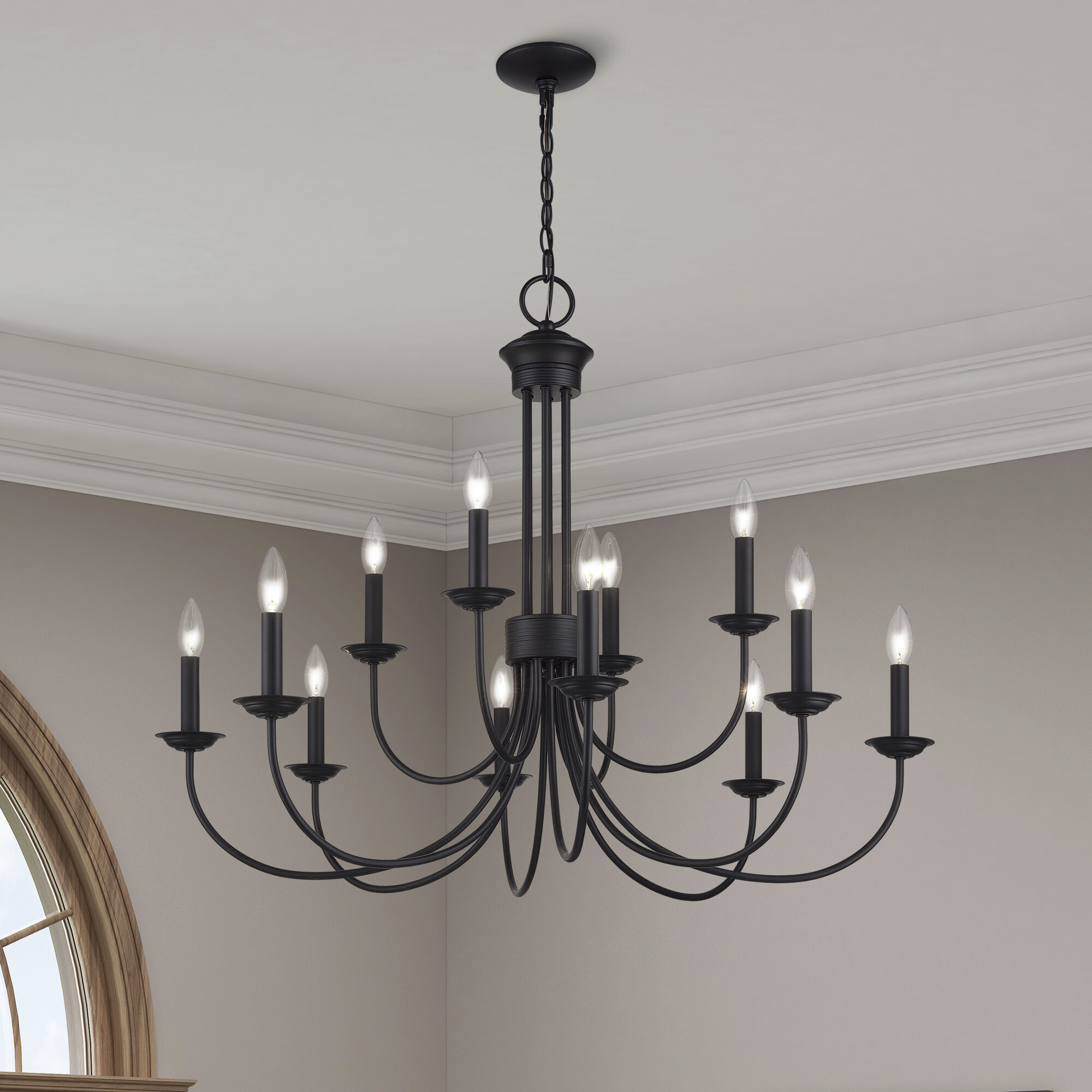 Estate 12 Light 36 inch Black 2-Tier Chandelier Ceiling Light