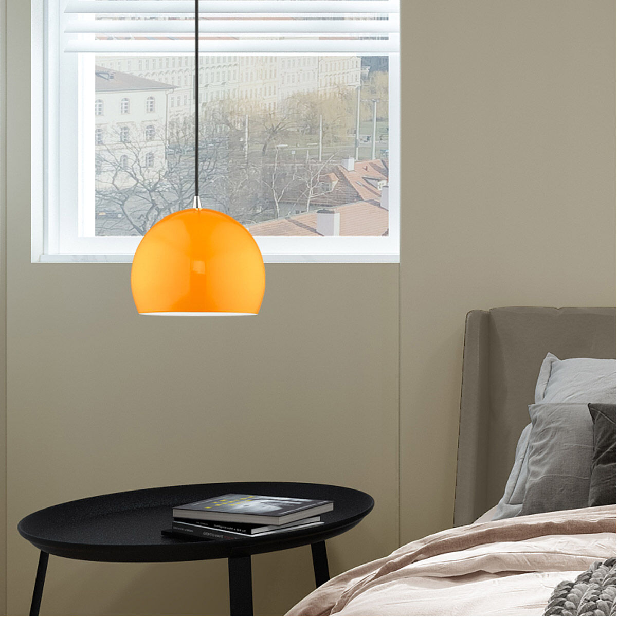 Allison 1 Light 10 inch Shiny Orange Mini Pendant Ceiling Light