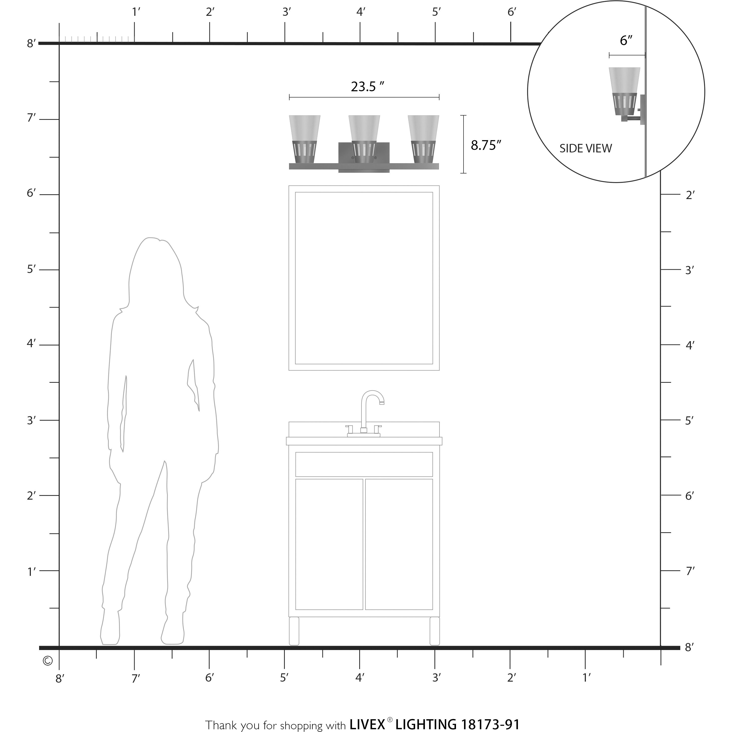 Bennington 3 Light 23.5 inch Brushed Nickel Vanity Sconce Wall Light
