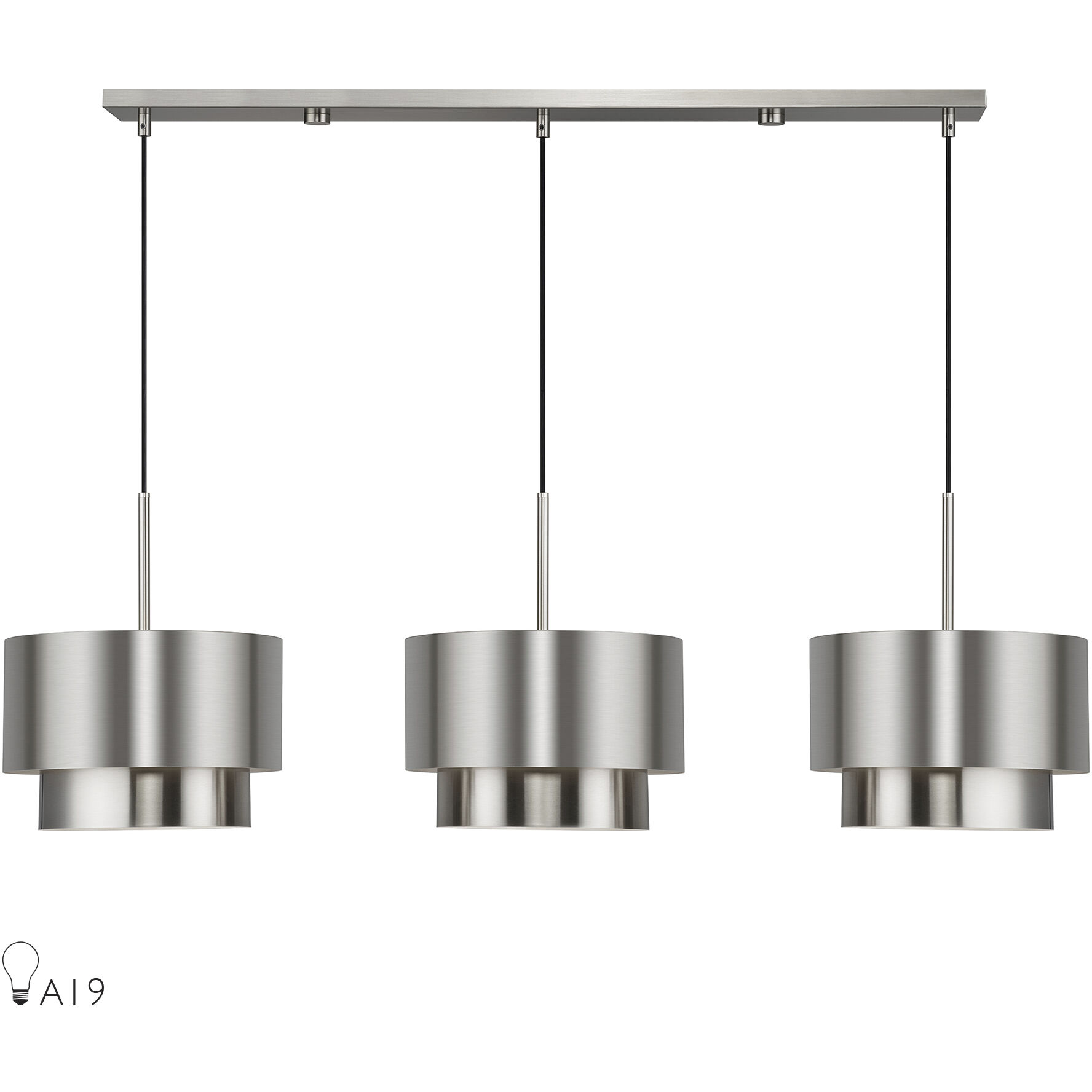 Zolana 3 Light 48 inch Brushed Nickel Linear Chandelier Ceiling Light, Extra Large