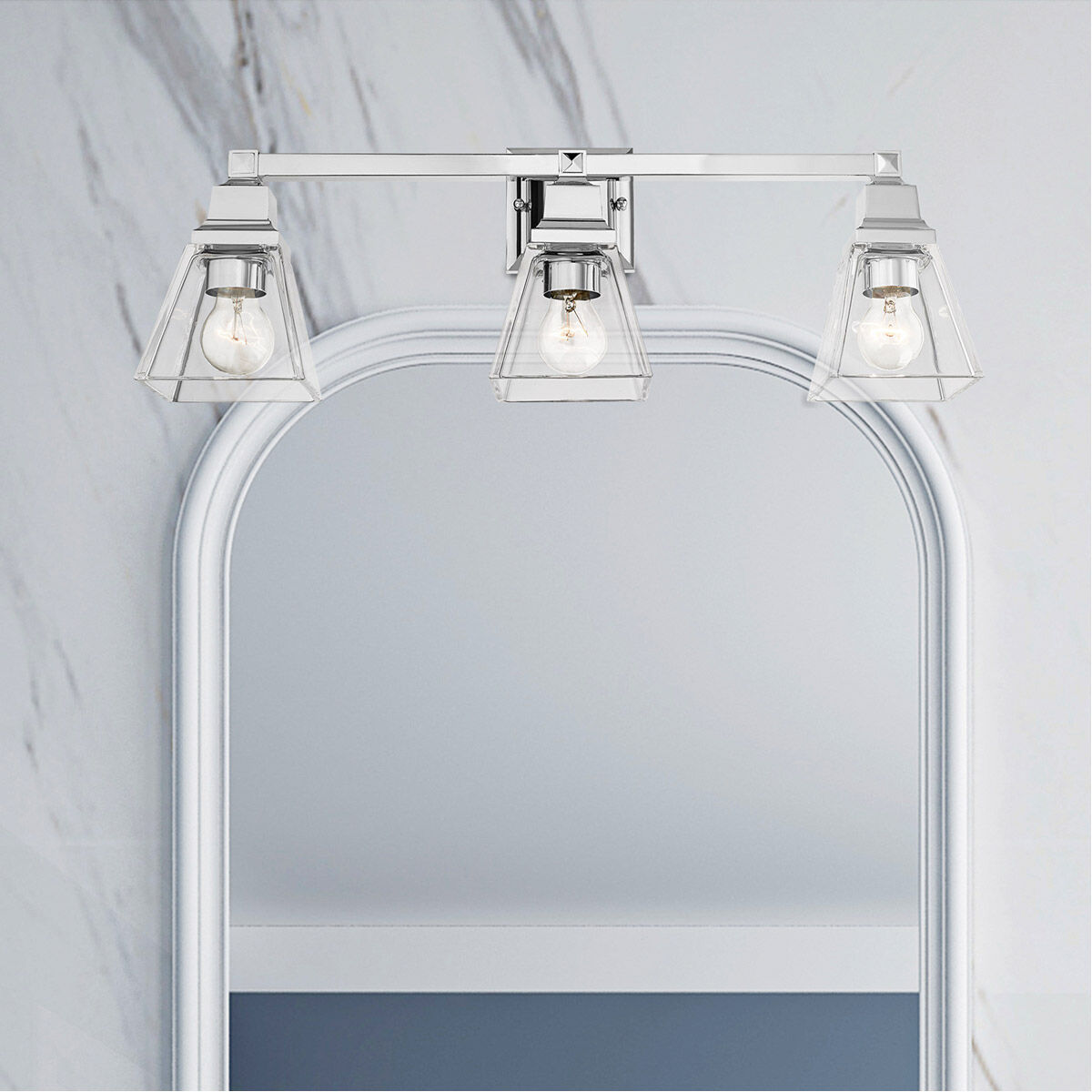 Mission 3 Light 25 inch Polished Chrome Vanity Sconce Wall Light