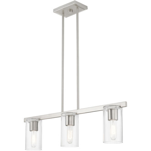 Clarion 3 Light 30 inch Brushed Nickel Linear Chandelier Ceiling Light