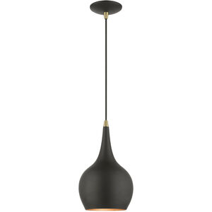 Andes 1 Light 8 inch Black with Antique Brass Accents Mini Pendant Ceiling Light