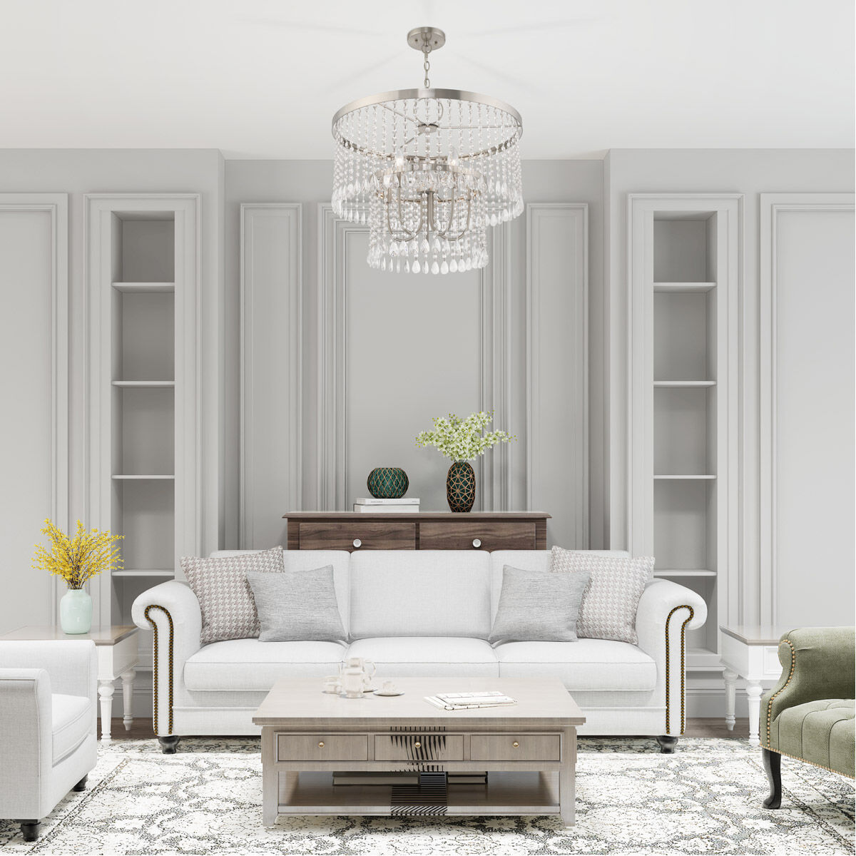 Elizabeth 5 Light 24 inch Brushed Nickel Pendant Chandelier Ceiling Light