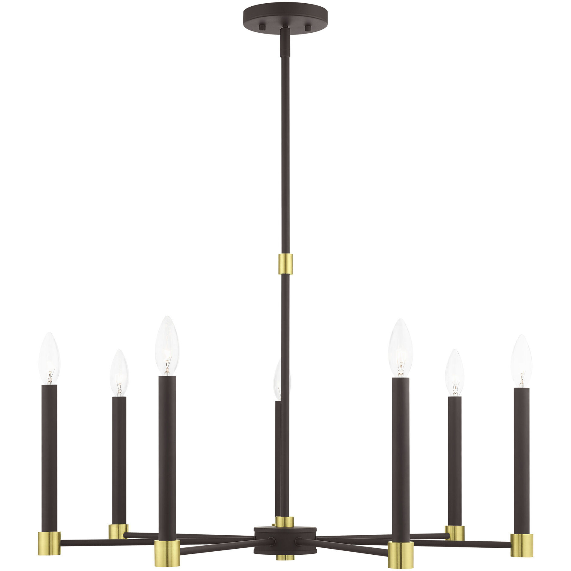 Karlstad 7 Light 28 inch Bronze with Satin Brass Accents Chandelier Ceiling Light