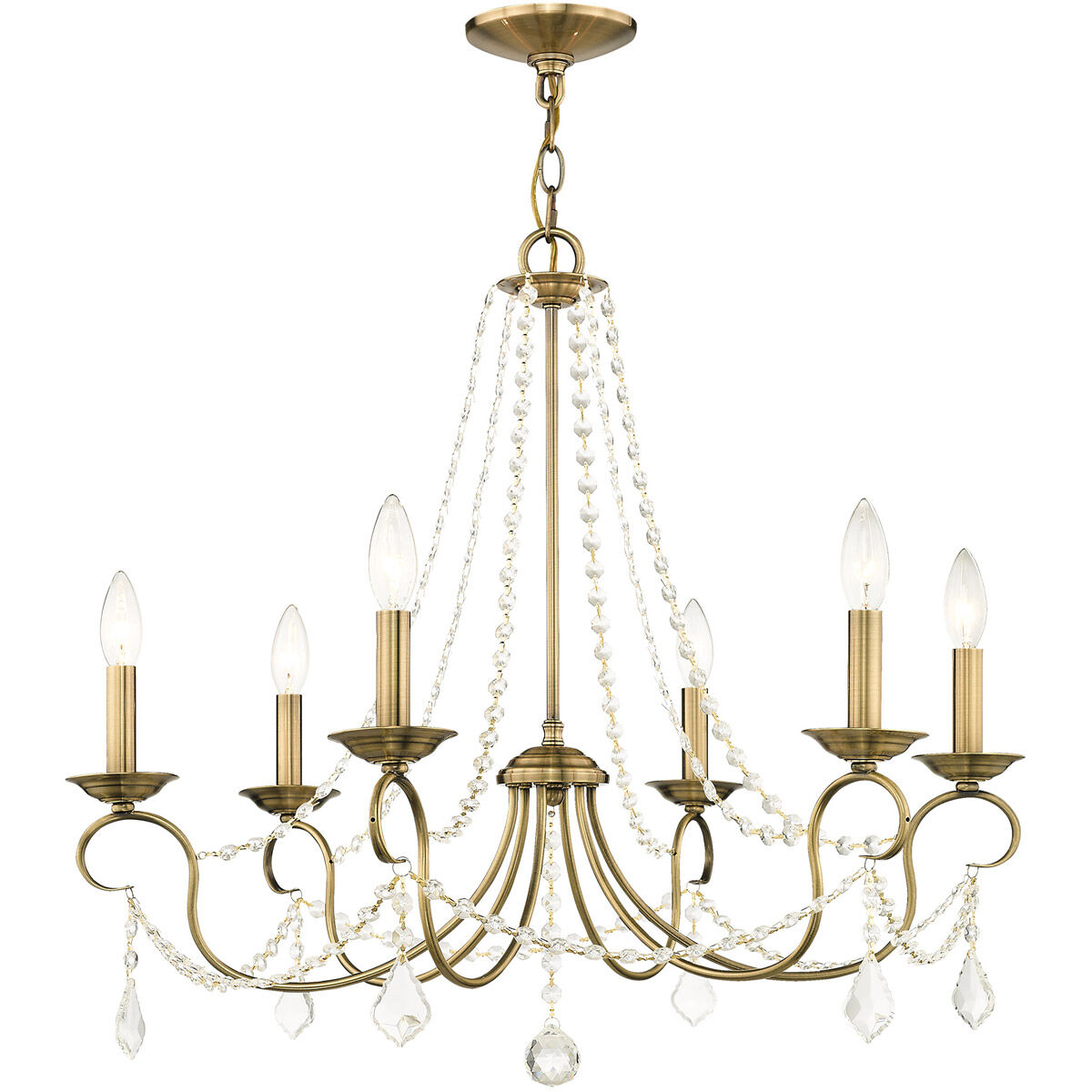 Pennington 6 Light 28 inch Antique Brass Chandelier Ceiling Light