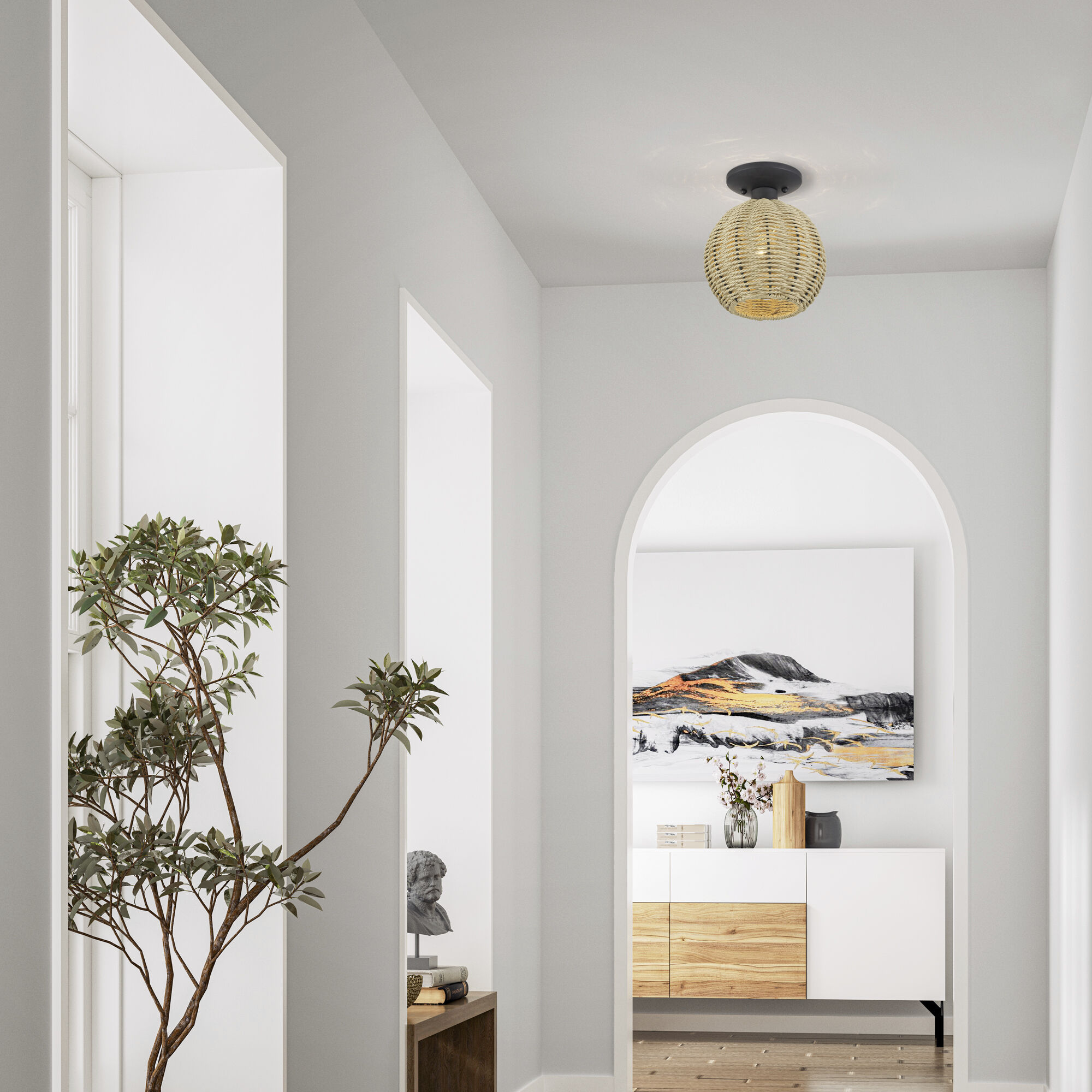 Summervine 1 Light 8 inch Bronze Semi Flush Mount Ceiling Light, Small