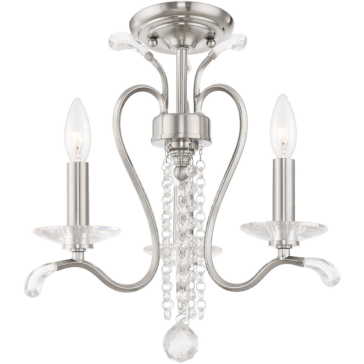 Serafina 3 Light 16.5 inch Brushed Nickel Convertible Mini Chandelier/Ceiling Mount Ceiling Light