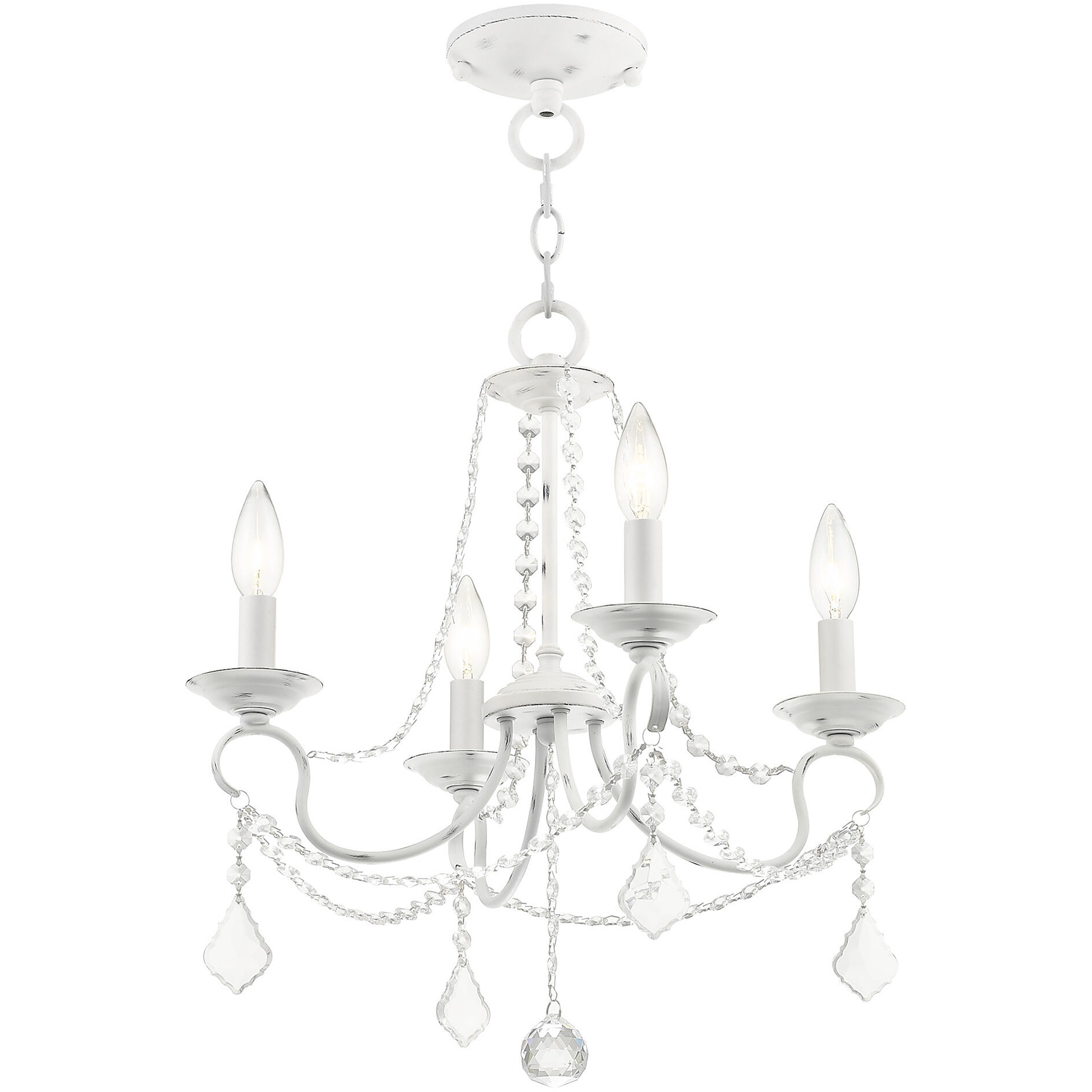 Pennington 4 Light 18 inch Antique White Convertible Mini Chandelier/Ceiling Mount Ceiling Light