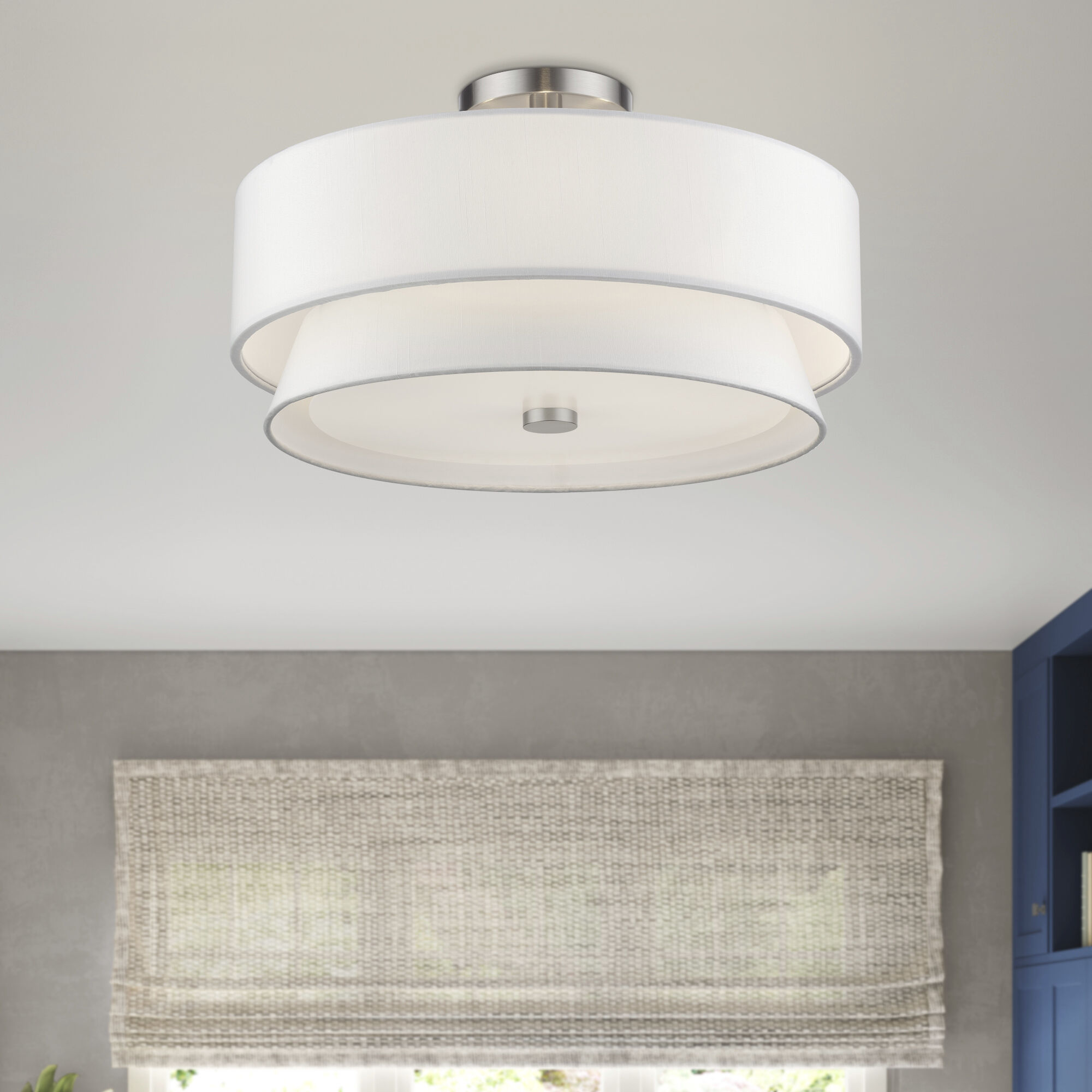 Fontana 4 Light 18 inch Brushed Nickel Semi-Flush Ceiling Light