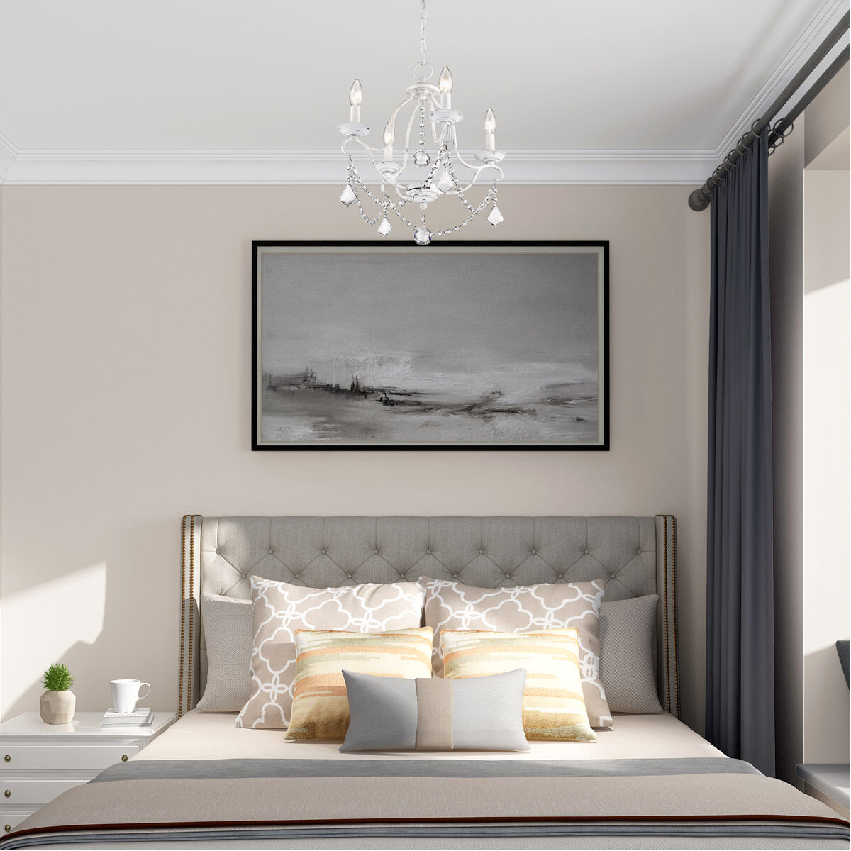 Chesterfield 4 Light 18 inch Antique White Mini Chandelier Ceiling Light