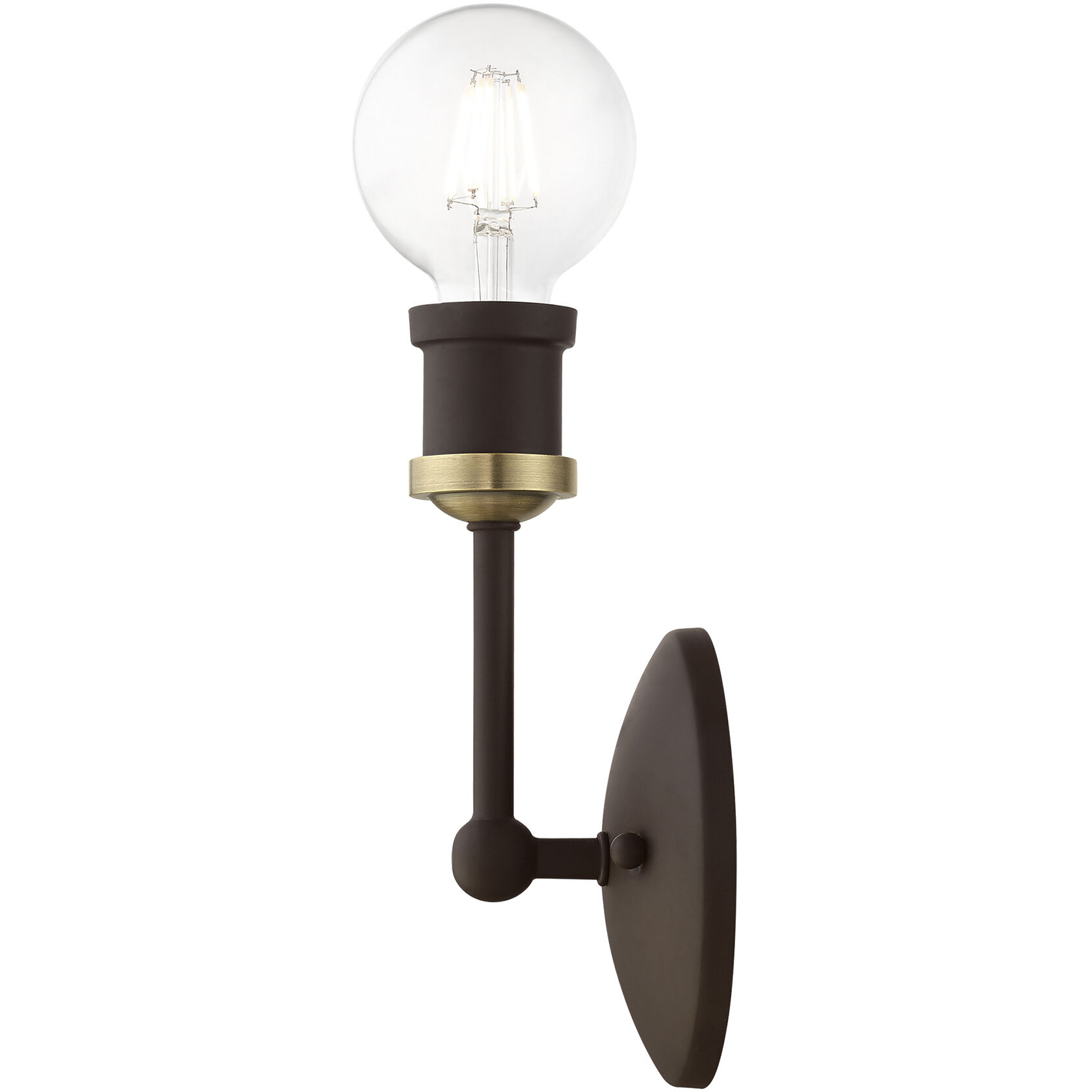 Lansdale 1 Light 5 inch Bronze with Antique Brass Accents Vanity Sconce Wall Light