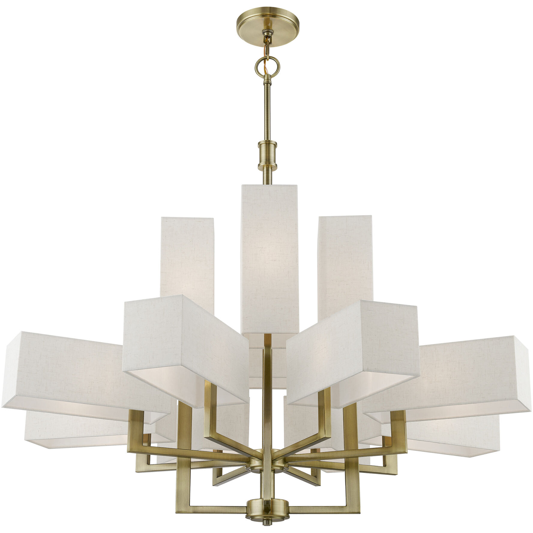 Rubix 12 Light 44 inch Antique Brass Foyer Chandelier Ceiling Light, Extra Large