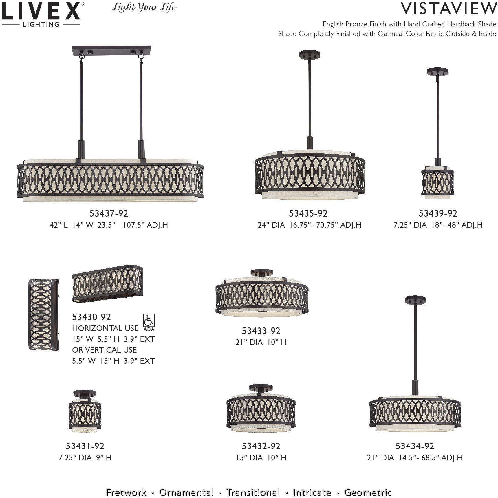 Vistaview 5 Light 24 inch English Bronze Pendant Chandelier Ceiling Light