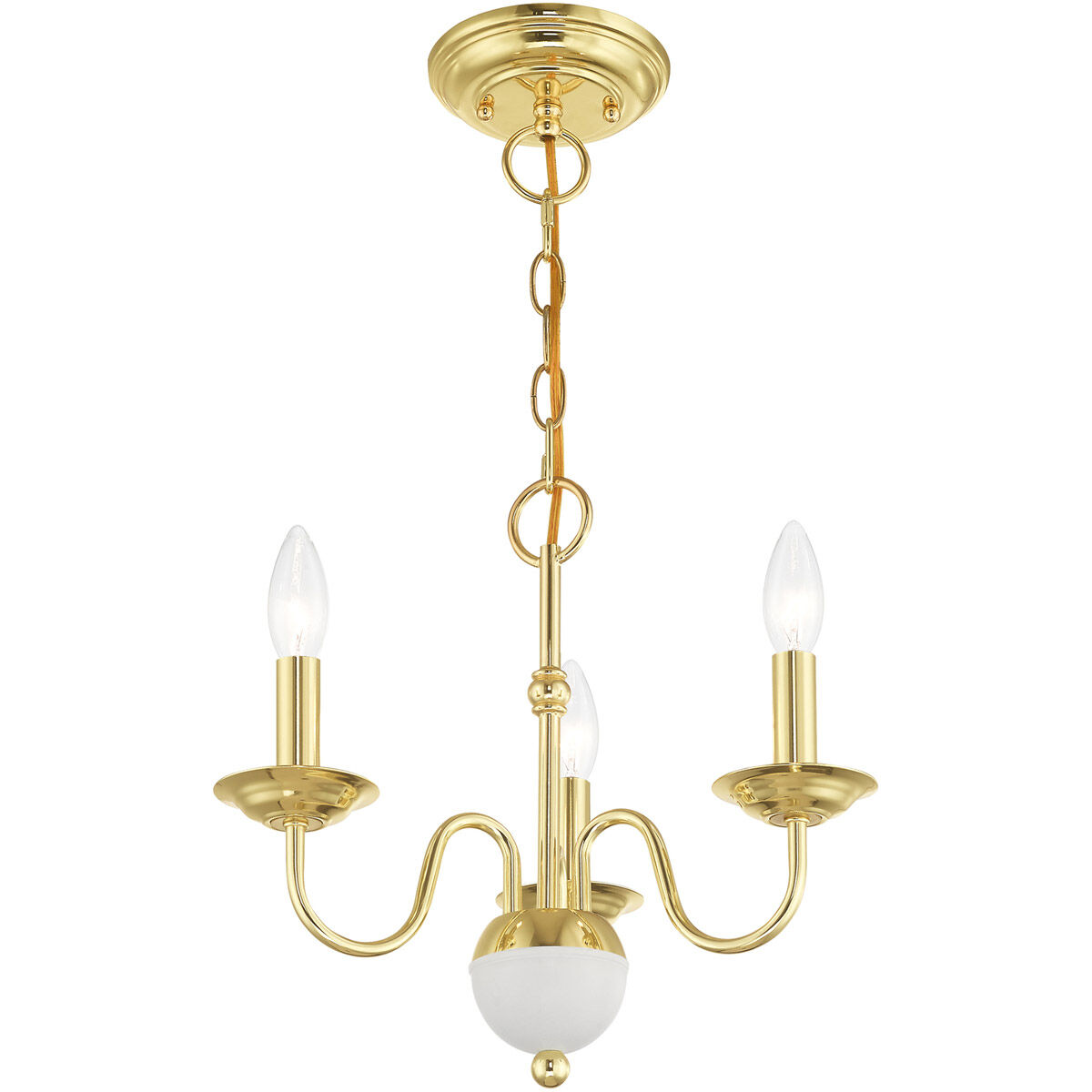 Windsor 3 Light 14 inch Polished Brass Mini Chandelier Ceiling Light