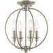 Milania 4 Light 13 inch Brushed Nickel Convertible Mini Chandelier/Ceiling Mount Ceiling Light